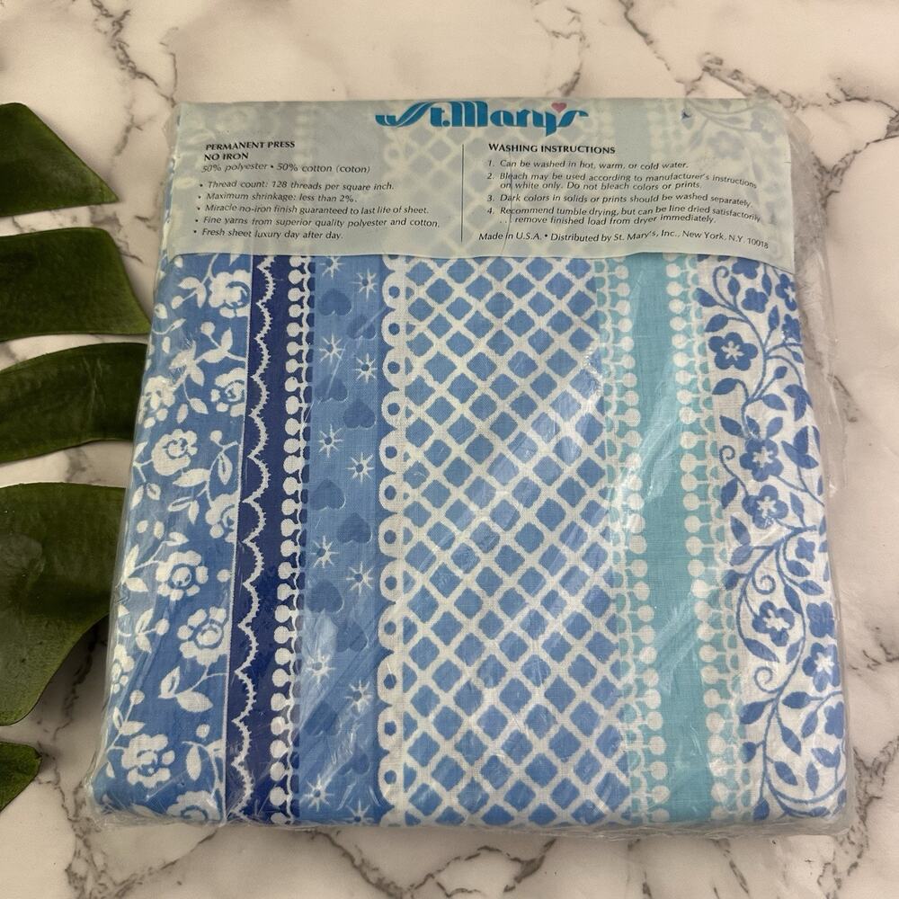 St Marys Vintage 70s Joe Namath Super Styles Double Fitted Sheet Blue New